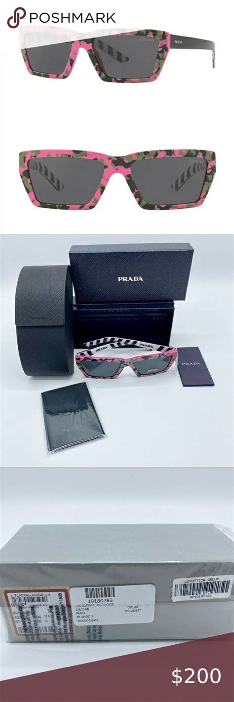 Prada Pink Camo Geo 57mm Rectangle Sunglasses NWOT